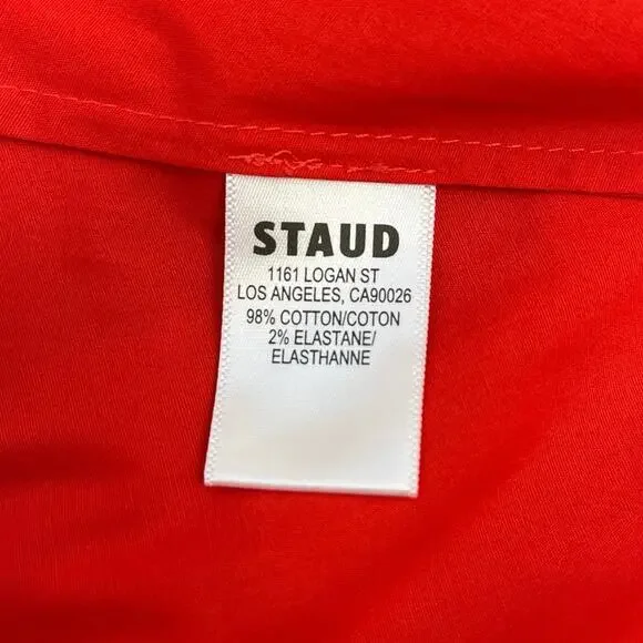 STAUD Teresa Square Neck Cross-Back Fit & Flare Midi Dress Stretch Cotton US10 - Picture 10 of 13